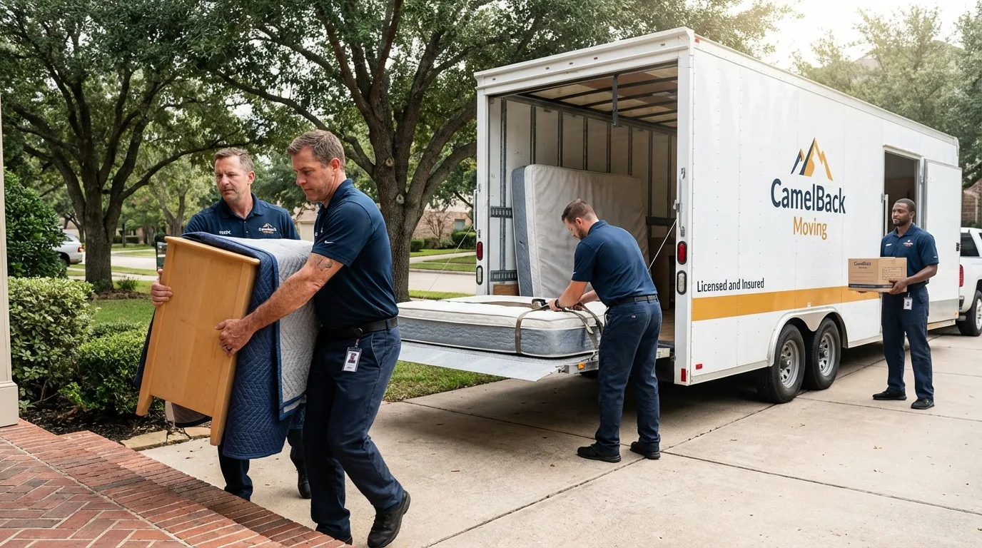 Crew loading residential truck for cross-state move from Mount Clemens, MI