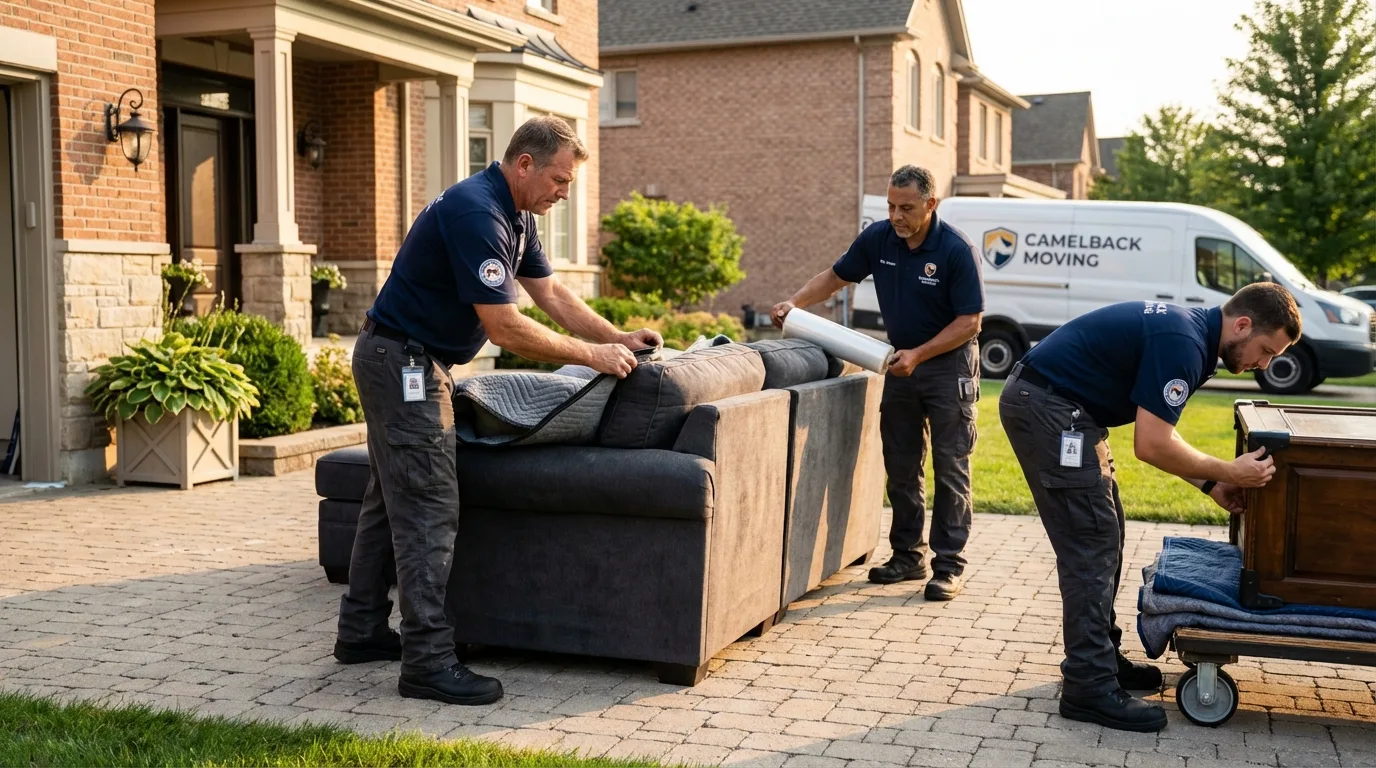 Large estate moving crew wrapping furniture in Mount Clemens, MI
