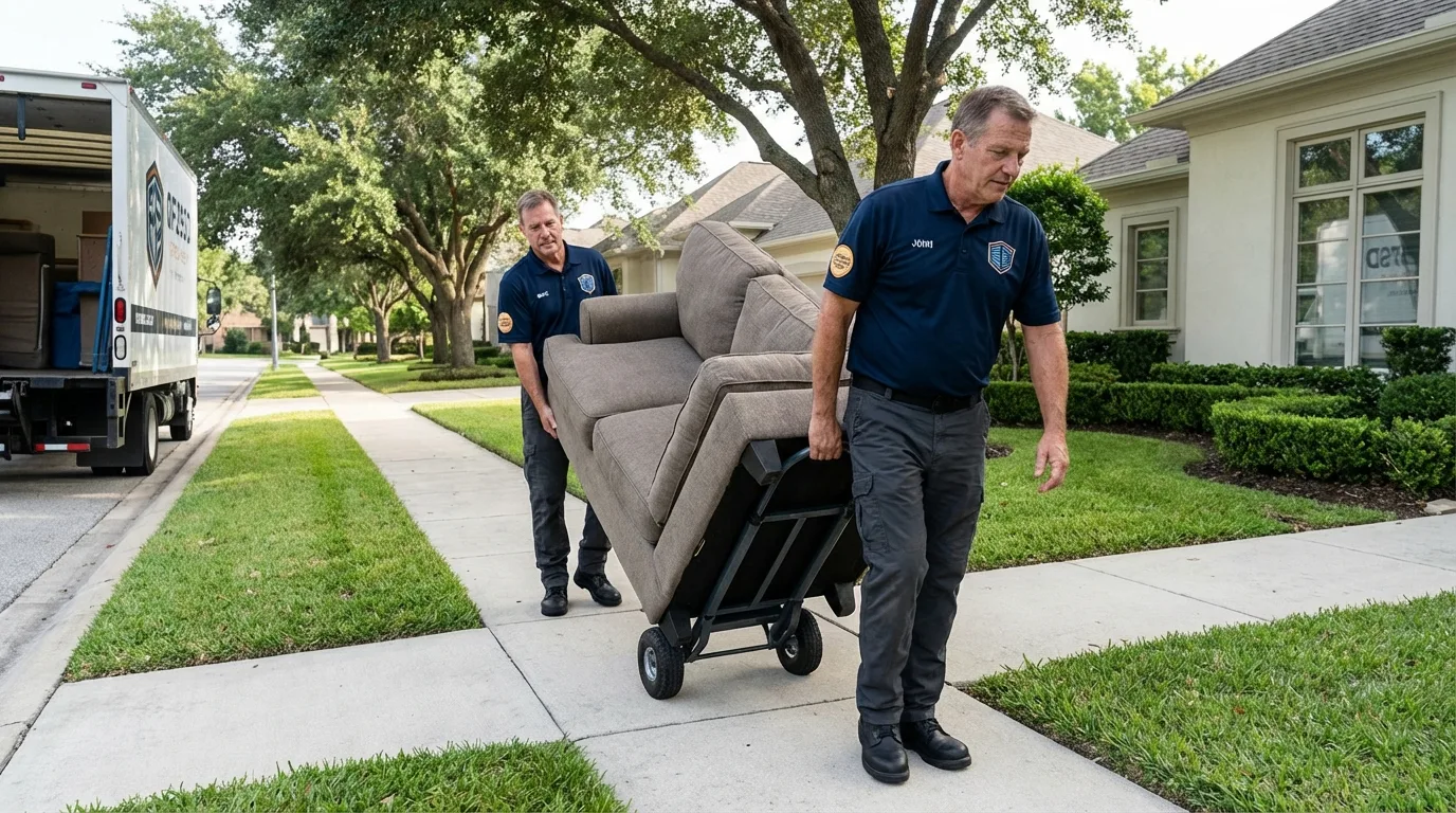 Local residential moving crew loading furniture in Mount Clemens, MI
